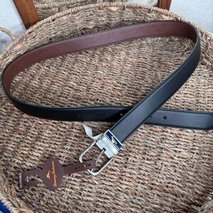 Tommy Bahama SZL Flipside Reversible Leather Belt Black brown Marlin Buckle NWT